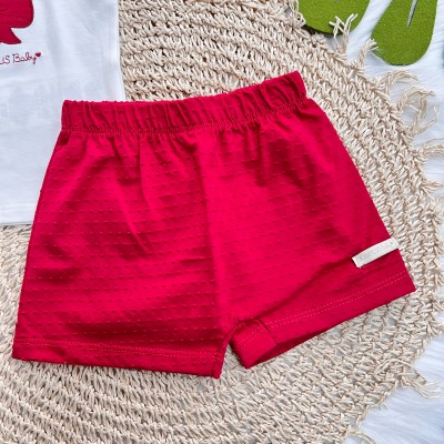 Conj. Blusa Laço e Short Ana Bola - Off White e Vermelho